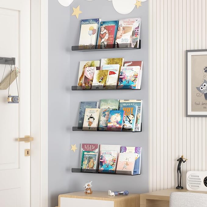 upsimples Acrylic Shelves for Wall Decor, Living Room, Floating Bookshelves for - Image 3