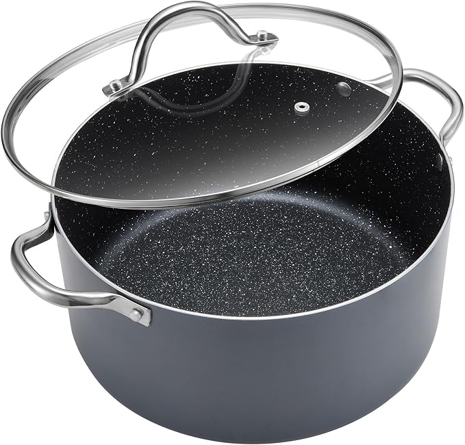 BEZIA 8 Quart Cooking Pot, Large Non Stick Induction Stock Pots by BEZIA