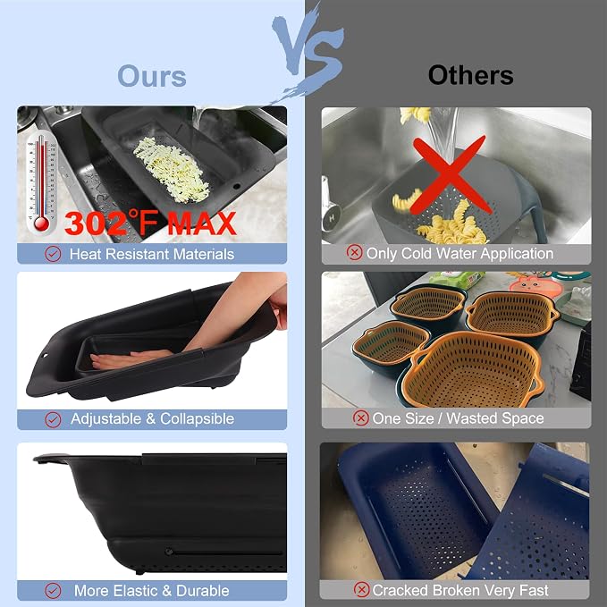 ROTTOGOON 7Qt Collapsible Colander Strainer, Expandable Over the Sink Colander - Image 5