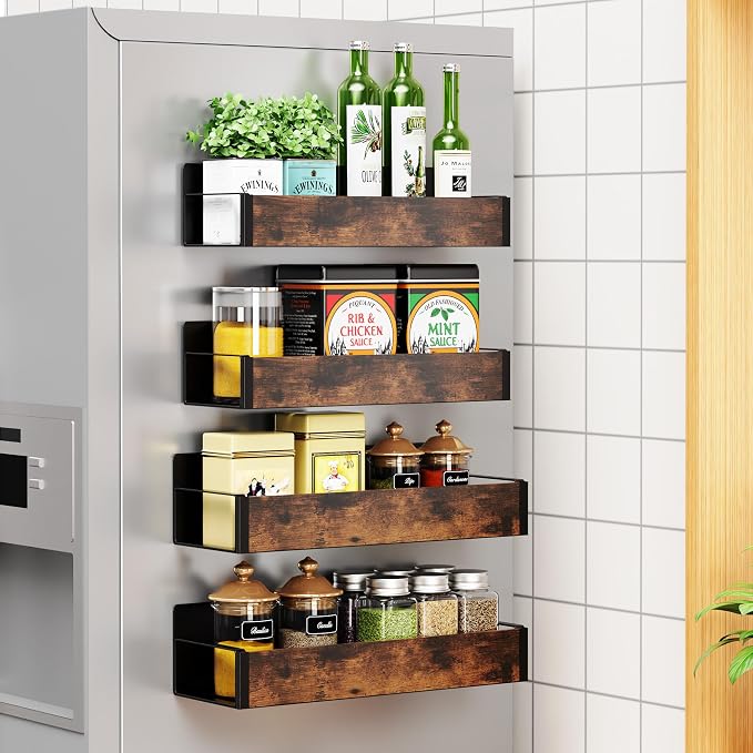Vetacsion 4 Pack Moveable Fridge Magnetic Spice Racks - Image 6
