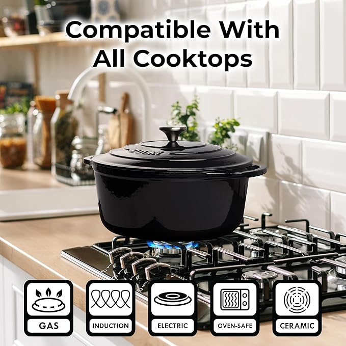 Zulay Kitchen 7.7 Quart Enameled Cast Iron Dutch Oven Pot - Image 3
