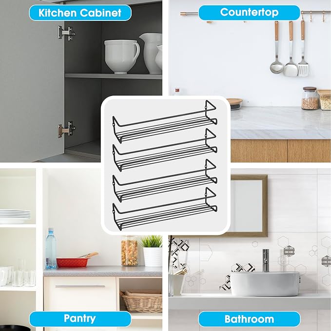 ROFAY Spice Rack Organiser, 4 Pack Wall Mounted Tier Shelf - Image 5