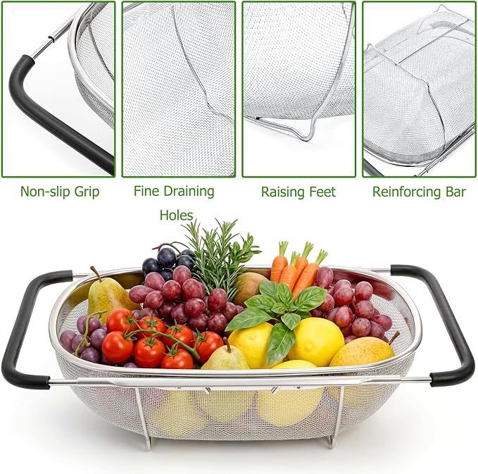Suwimut 2 Pack Over the Sink Oval Colander - Image 3