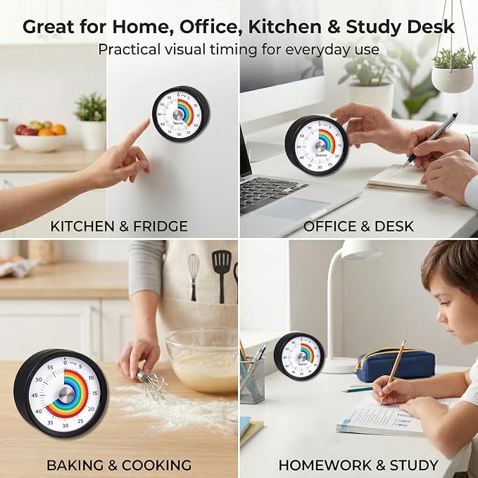 Searon Quiet Visual Timer with Magnet, Countdown Timer with Rainbow Disk and - Image 8