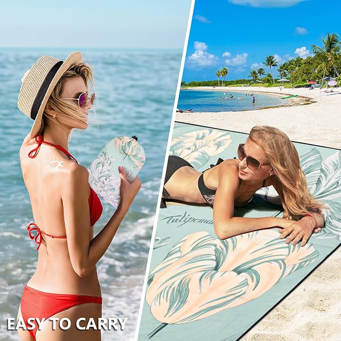 HIHOHO Beach Blanket Waterproof Sandproof Extra Large Beach Mat 79" X - Image 4