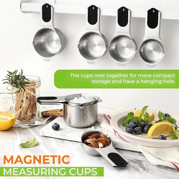 Spring Chef Magnetic Stainless Steel Measuring Cups, Kitchen Tools - Image 2