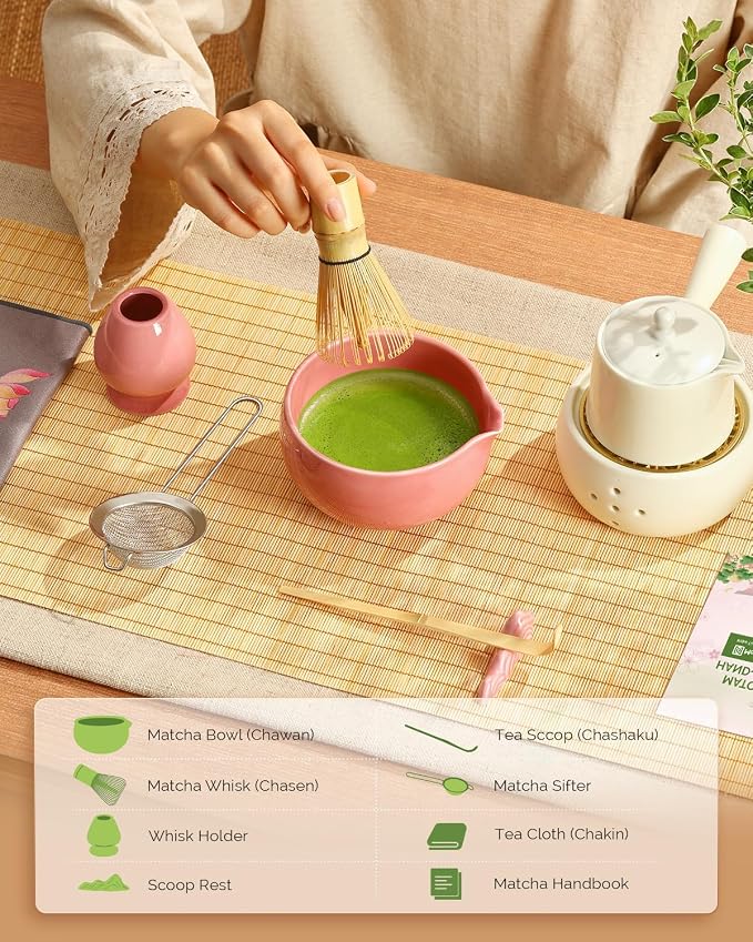 Maestri House Pink Matcha Whisk Set, 7-Pc Complete Matcha Kit - Image 2