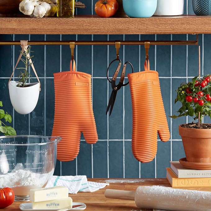 KITCHENAID Ribbed Soft Silicone Oven Mitt 2-Pack Set - Image 2