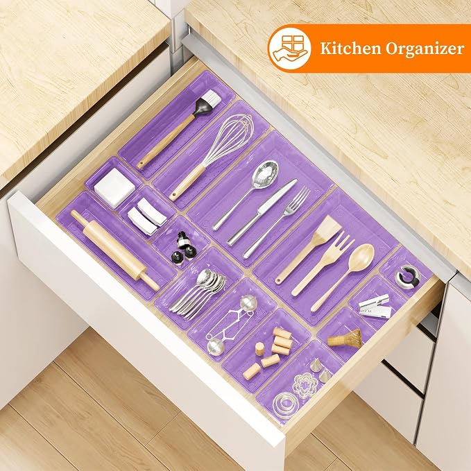 StorMiracle 32 PCS Clear Plastic Drawer Organizer Set, 4-Size vanity organizer - Image 7