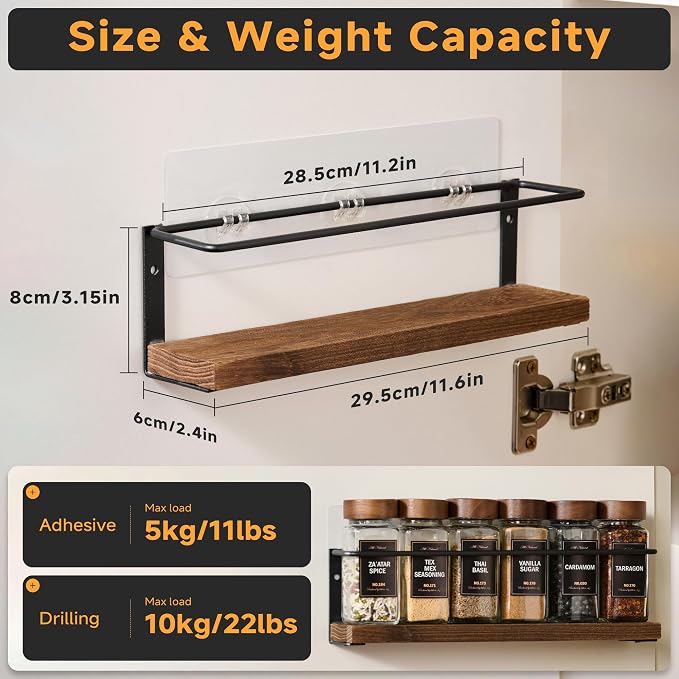 2-Tier Wall Mount Spice Rack Organizer - Image 3