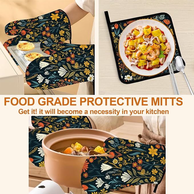 Vintage Flowers Oven Mitts and Heat Resistant Pads - Image 5