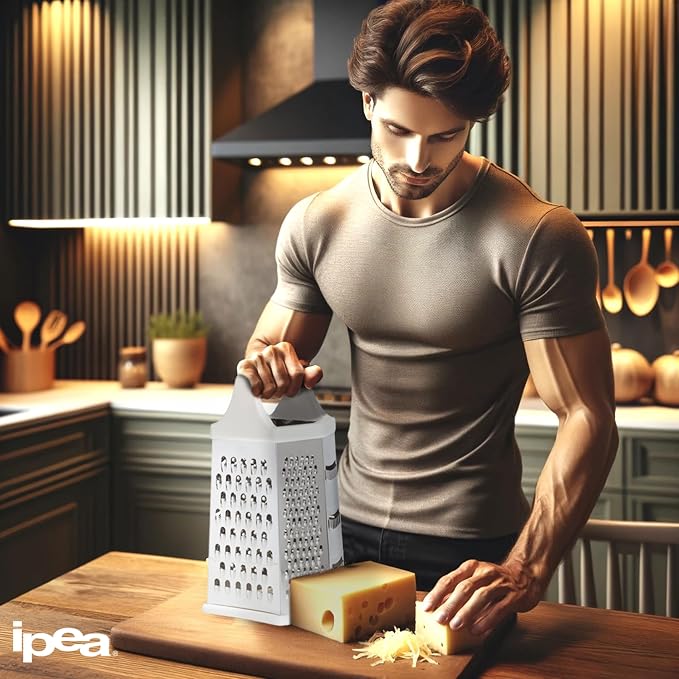 IPEA Stainless Steel 6-Sided Cheese Grater – 23 cm – Vertical Grater Six Blades - Image 7