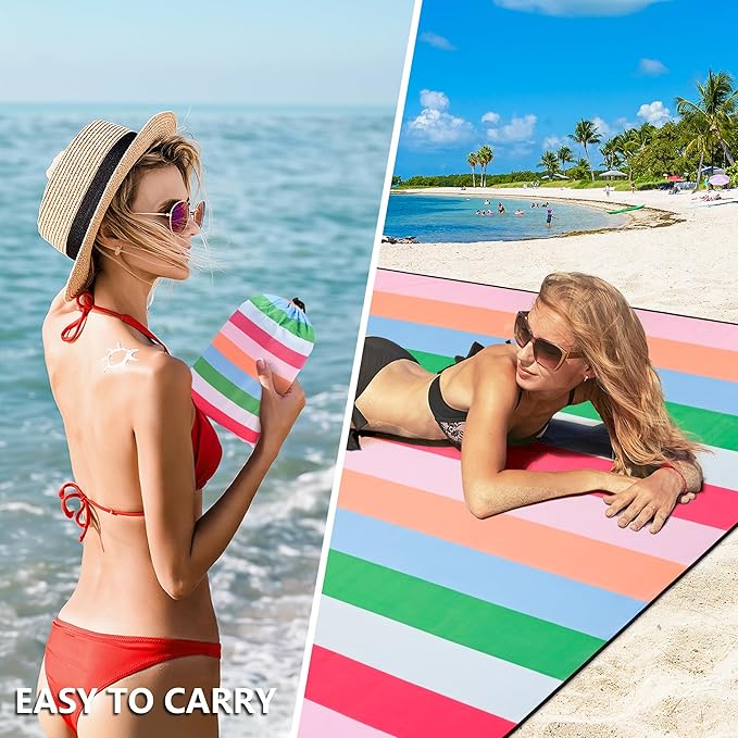 HIHOHO Beach Blanket Waterproof Sandproof Extra Large Beach Mat 79" X - Image 4