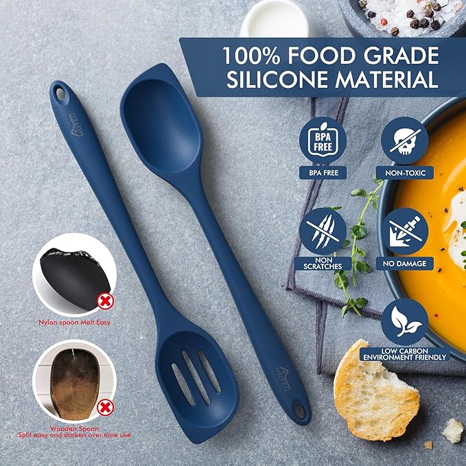 HOTEC 446°F Heat Resistant Silicone Cooking Spoon Spatula, BPA Free Large - Image 3