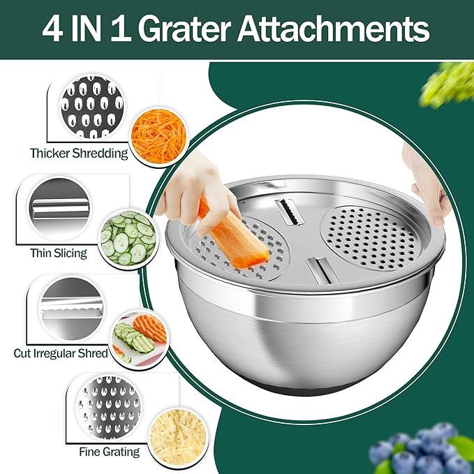 Nicdiet Mixing Bowls with Airtight Lids, Stainless Steel Mixing Bowl Set with 3 - Image 5