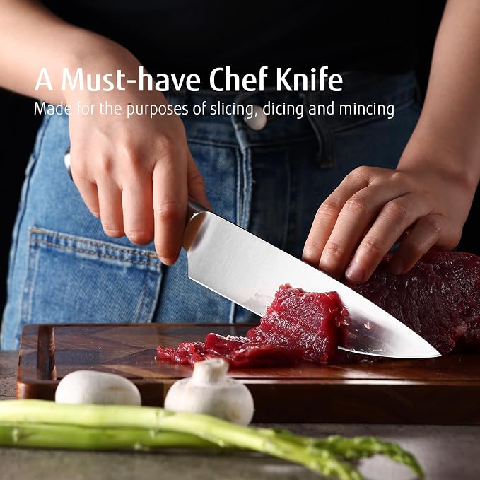 hecef Silver Kitchen knife set of 3, Satin Finish Blade - Image 8