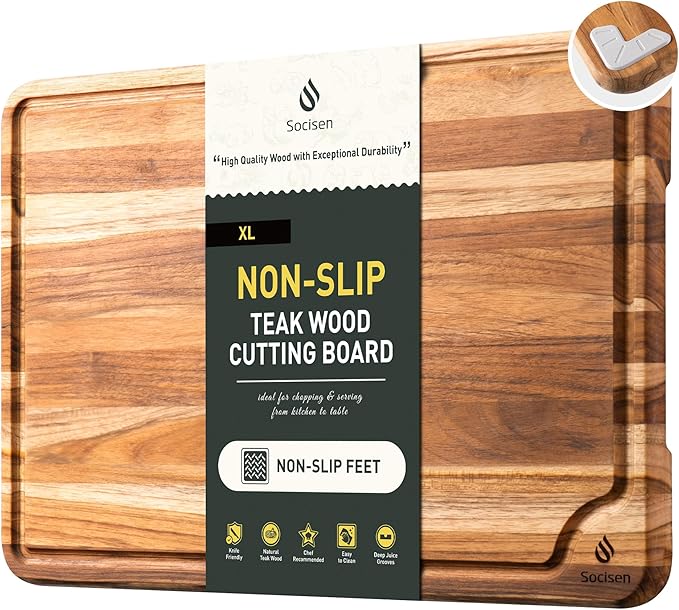 Teak Wood Cutting Board 17inch Wooden Chopping Board Bamboo High-end Mother by Socisen