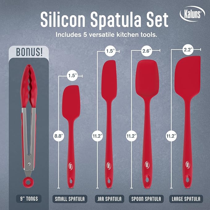 Kaluns Silicone Spatula Set, 4 Rubber Spatulas 600°F Heat Resistant, Nonstick - Image 2