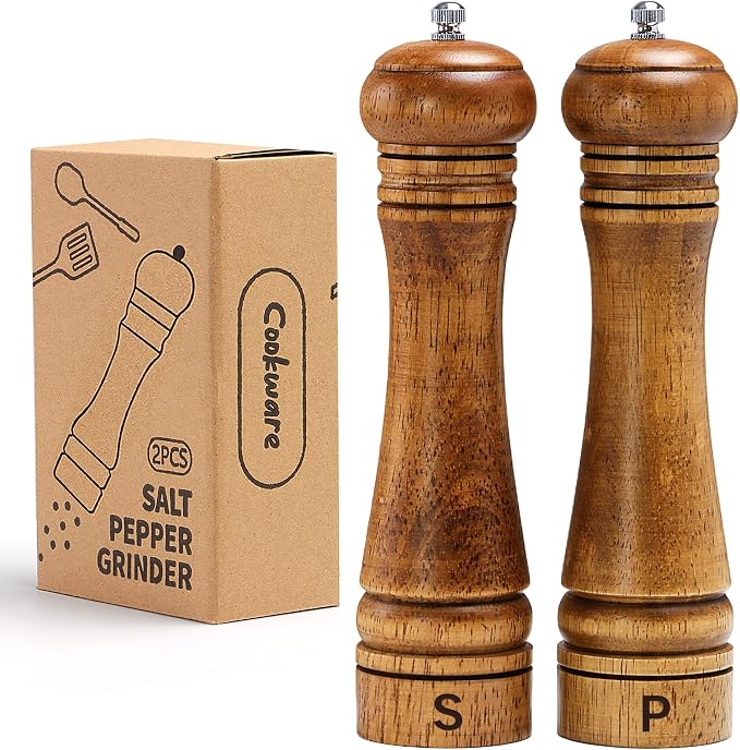 Wooden Salt and Pepper Grinder Set, Premium Oak Wood Salt Grinders Shakers by MJINGMEI