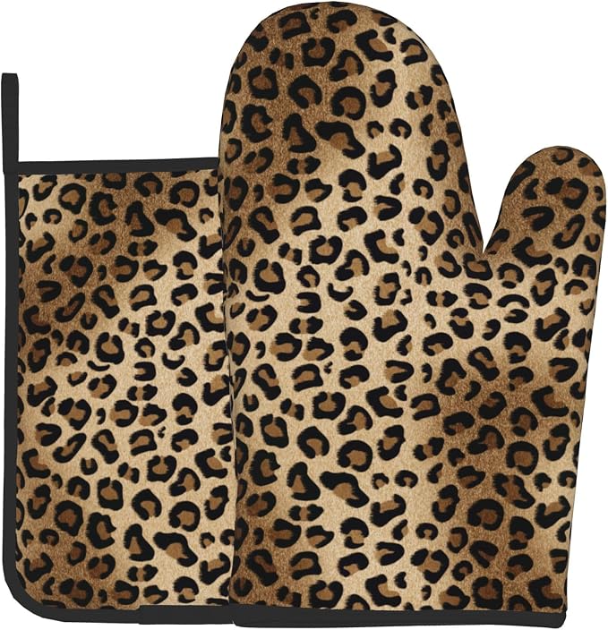 Leopard Print Oven Mitts by DZGlobal