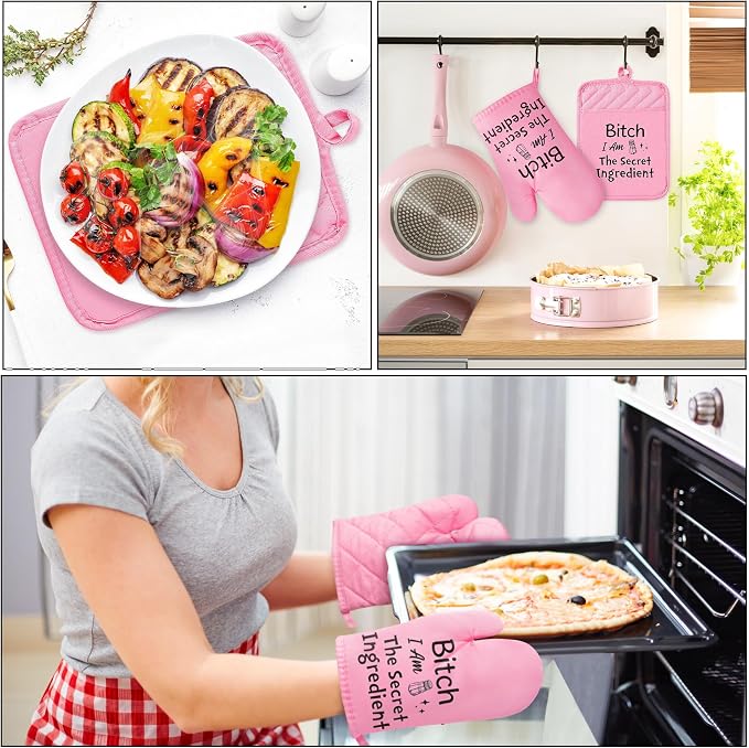 GROBRO7 6Pcs Funny Oven Mitts Pot Holders Baking Gift, I Am The Secret - Image 5
