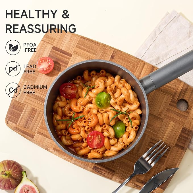 JEETEE Titanium Sauce Pan with Lid, 1.5 QT Non Stick Cooking Pots, Oven & - Image 5