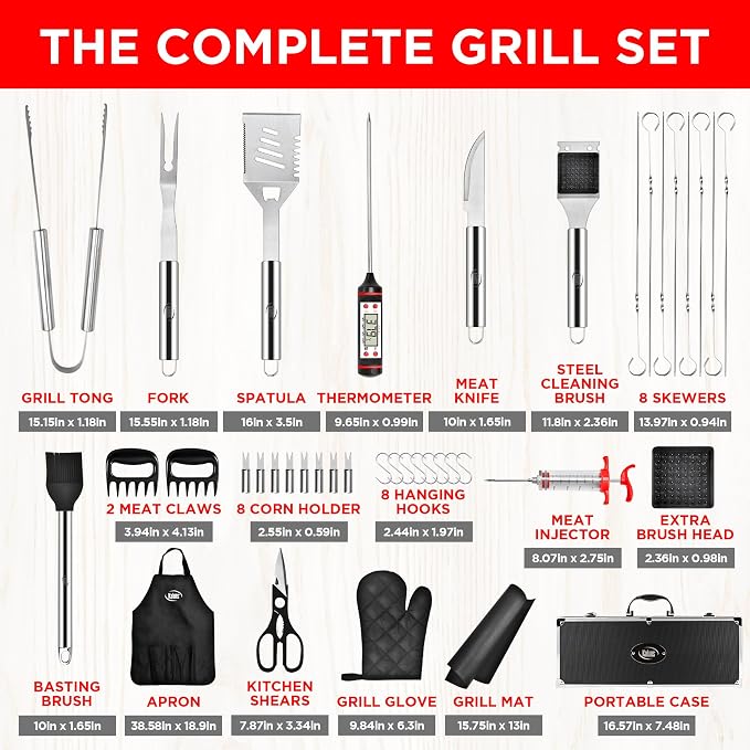 Kaluns BBQ Accessories, Complete Grill Set Dad Gifts - Image 4