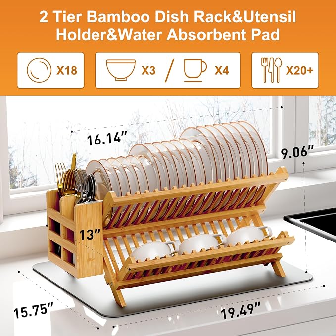 Greenual Bamboo Dish Drying Rack - Image 2