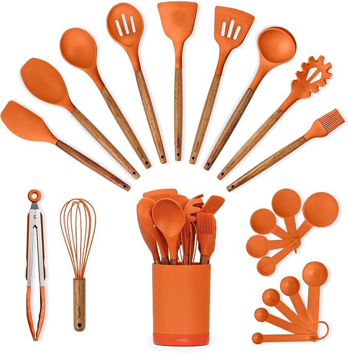 Silicone Kitchen Utensils Set & Holder: Cooking Utensils Set by Smirly