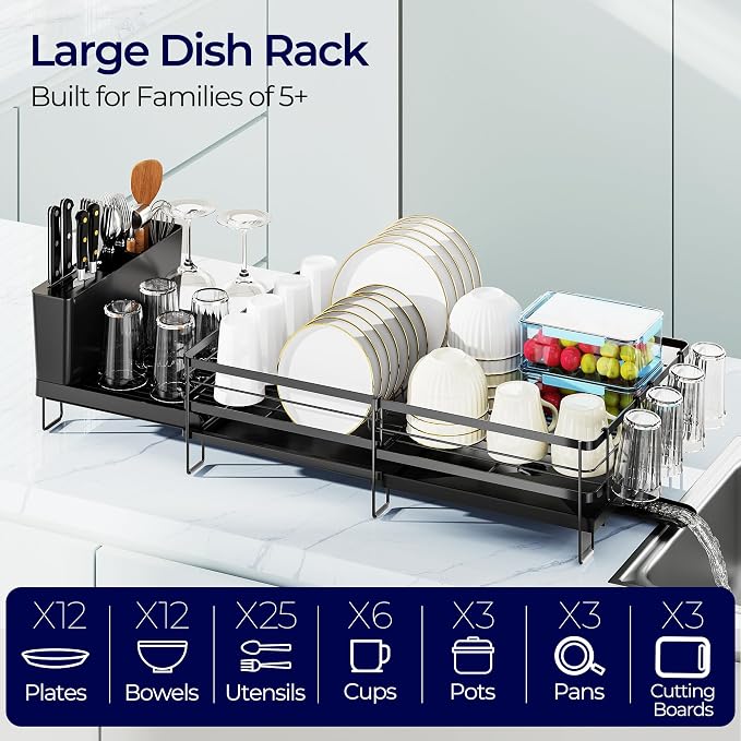 Large Dish Drying Rack, Expandable Dish Rack - Image 3