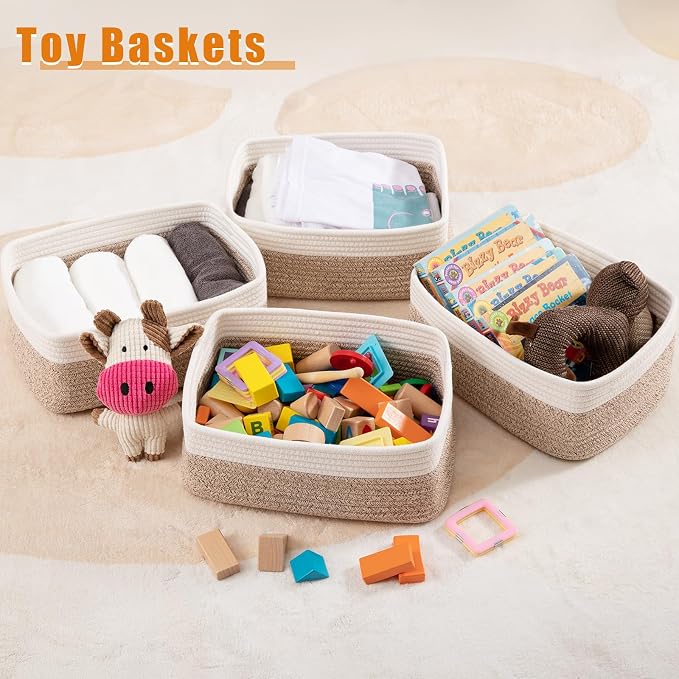 OIAHOMY 4 Pack Storage Baskets for Organizing, Small Bins for Shelves, Cute - Image 2