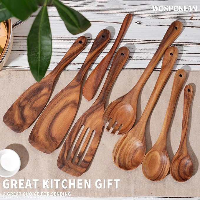 Wooden Cooking Utensils Set, Slotted Spoon, Handmade Modern Kitchen Utensils - Image 5