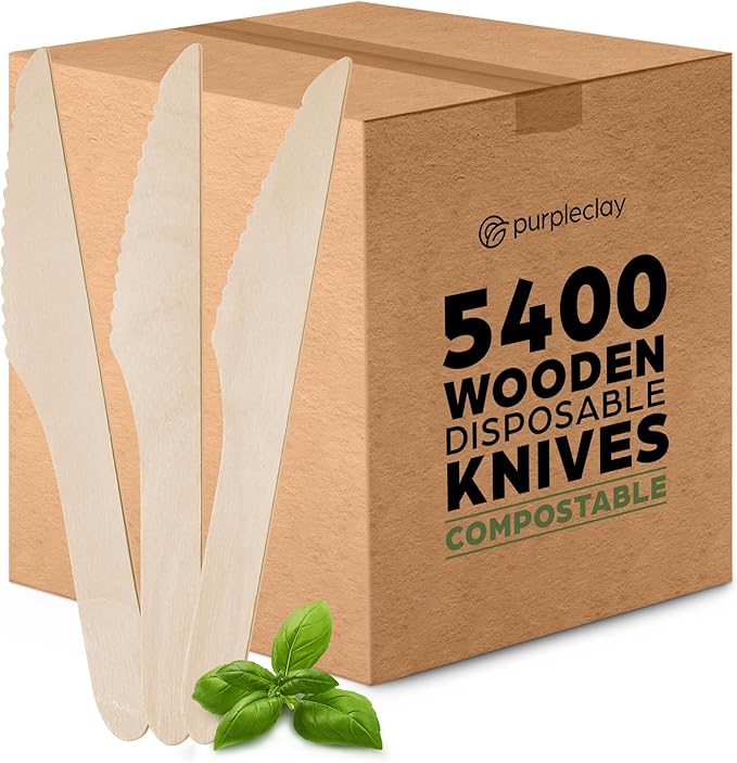 Wooden Disposable Knives by Purpleclay