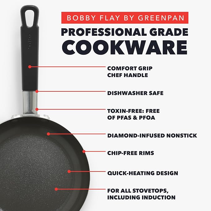 GreenPan x Bobby Flay 8" Nonstick Frying Pan Skillet, PFAS-Free Diamond Ceramic - Image 5