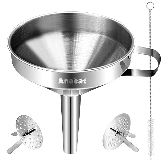 Anaeat Stainless Steel Kitchen Funnel, Oils & 1 Pc Cleaning Brush by Anaeat