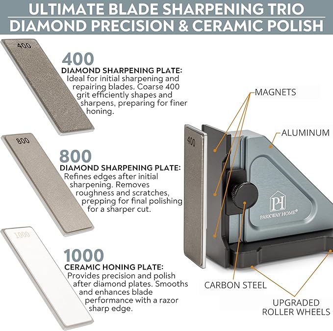 PATENTED ORIGINAL ADJUSTABLE ROLLING KNIFE SHARPENER KIT: Adjustable Height - Image 3