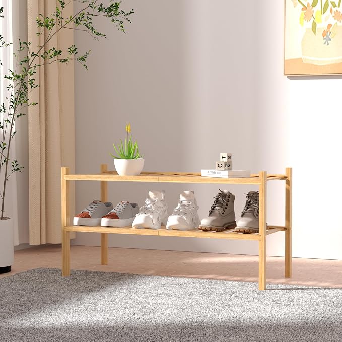 ROMGUAR CRAFT 2 Tier Bamboo Shoe Rack - Image 2