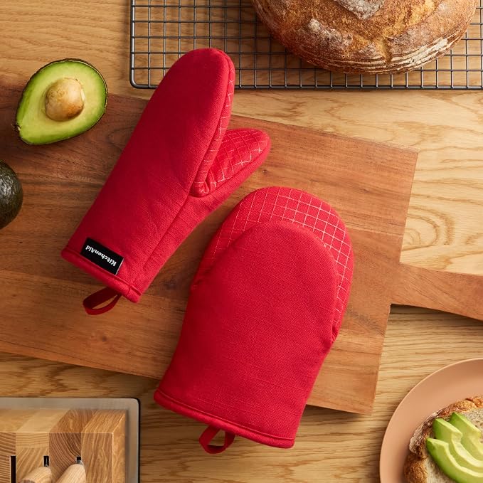 KITCHENAID Gourmet Series Gridlines Mini Oven Mitts 2-Pack Set, Heat Resistant - Image 2