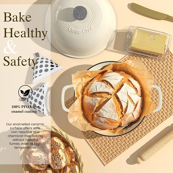 Enameled Round Cast Iron Bread Oven, 6 Qt Cast Iron Dutch Oven - Image 3