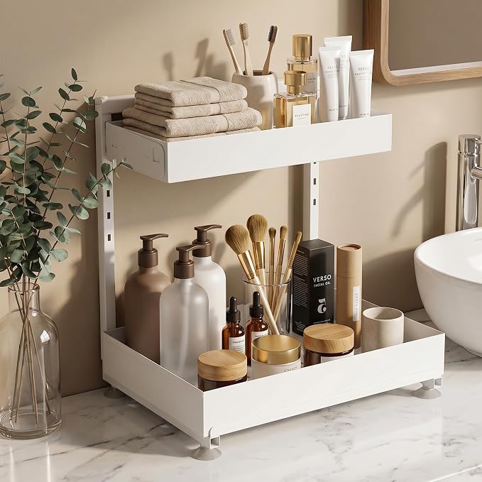 TATAANTY Under Sink Organizer 2 Pack, 2 Tier Metal Under the Sink Storage - Image 6