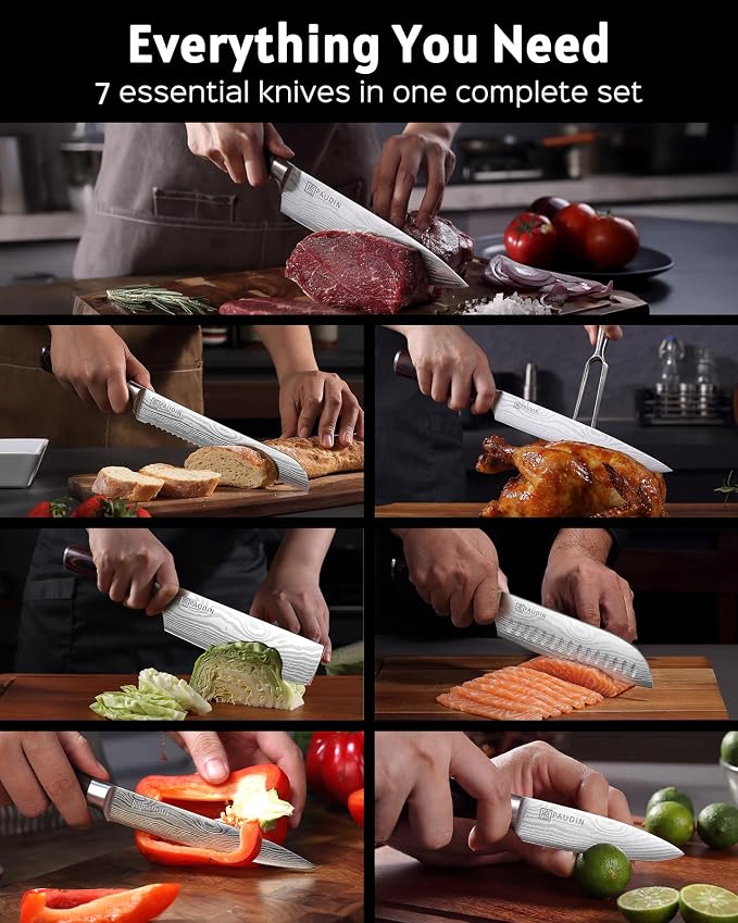 PAUDIN Chef Knife Set, 7 Pieces Kitchen Knife Set, High Carbon Stainless Steel - Image 6