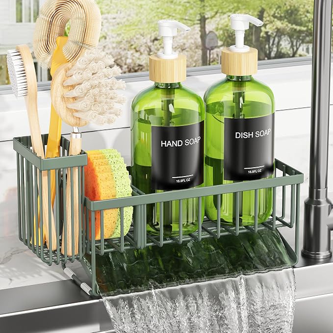 Cisily Sage Green Kitchen Dish Soap Dispenser, 16 fl Oz Dual Kitchen Soap - Image 9