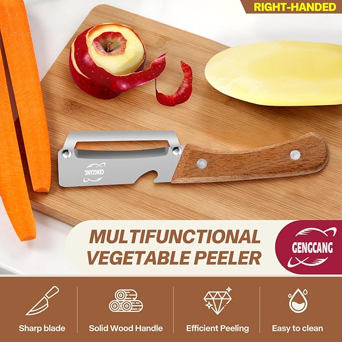 Multi-Functional Vegetable Peeler – Comfortable Wooden Handle - Image 2