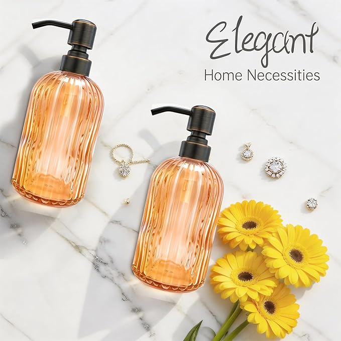 16 OZ Orange Glass Soap Dispenser, Kitchen Hand Soap Dispenser - Image 5