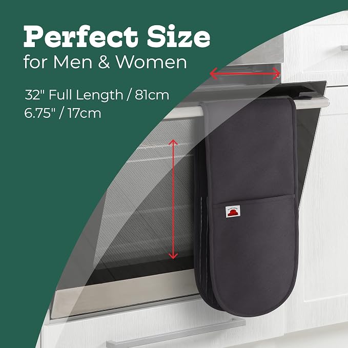 Grey Double Oven Mitt Kitchen Protection - Image 5