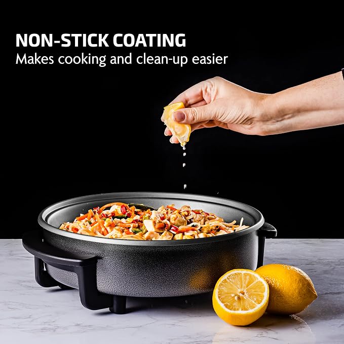 OVENTE 11.5-Inch Electric Skillet & Frying Pan, 1400W Nonstick Cooking Pan - Image 5