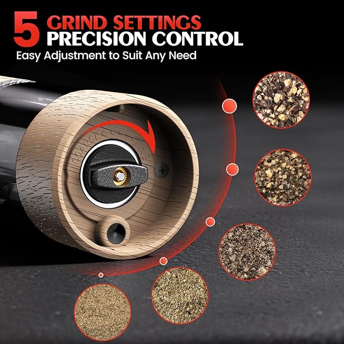 Electric Salt and Pepper Grinder Set Automatic Battery Pepper Mill Shakers - Image 2