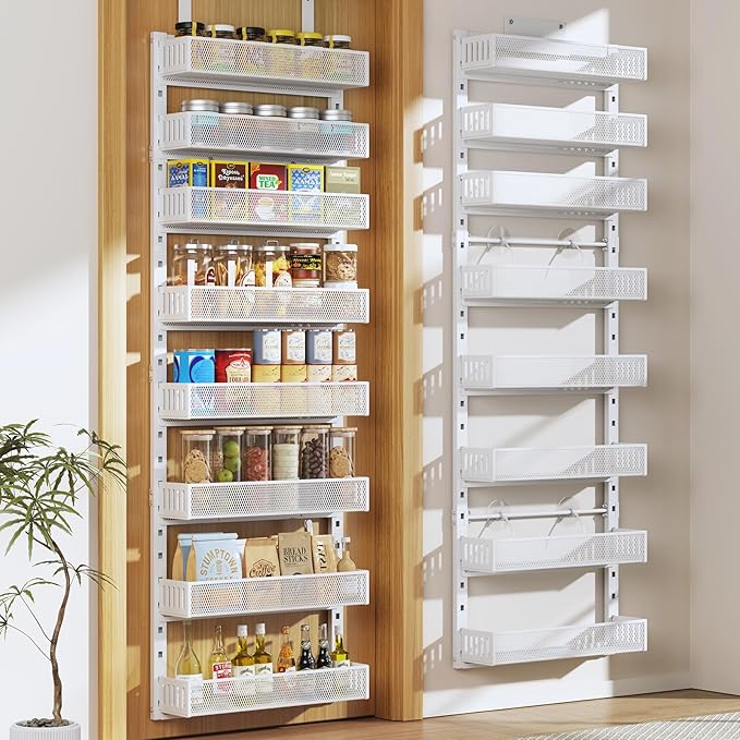 Pantry Door Organizers and Storage, 8-Tier Large Metal Heavy-Duty Frame Over by DAOTENGQL