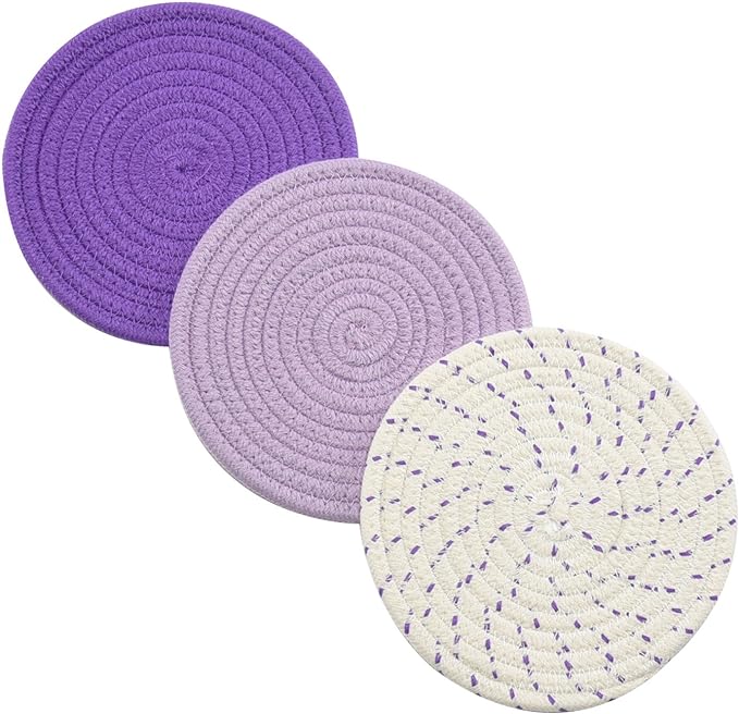 Pot Holders Set Trivets Set 100% Pure Cotton Thread Weave Hot Pot Holders Set by Jennice+House