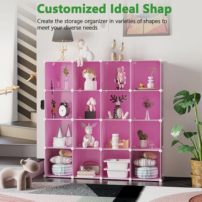 C&AHOME Cube Storage Organizer, 16-Cube Shelves Units, Plastic Storage Cubes - Image 5